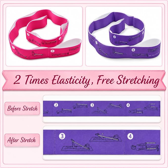 Multi-Loop Stretch Band - Yoga, Pilates, Ballet, and Physical Therapy Stretching Strap for Flexibility, Leg Stretching, and Exercise - Durable Stretching Equipment