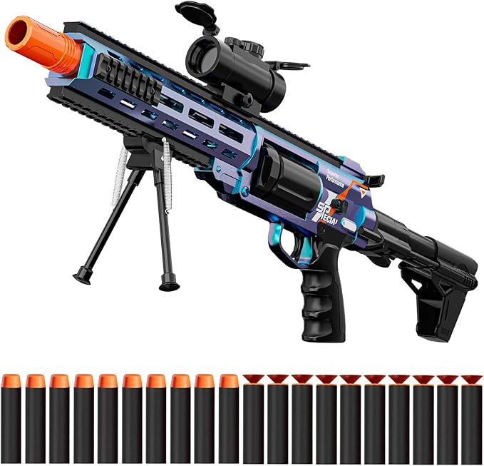 Soft Bullet Toy Gun Shotgun - Foam Dart Blaster Laucher Realistic Outdoor Play Adventure Force Level Bolt Action Plastic Fake Shot Gun Sniper Rifle Pistol Revolver Cool Kids Gifts Boys Age 8-12