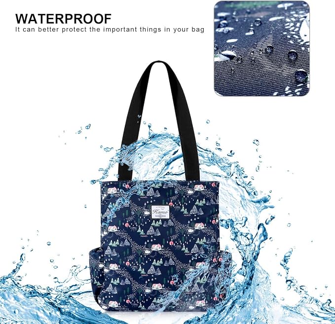 KAMO Floral Tote Bag - Waterproof Lightweight Handbags Travel Shoulder Bag for Hiking Yoga Gym Swimming Travel Beach