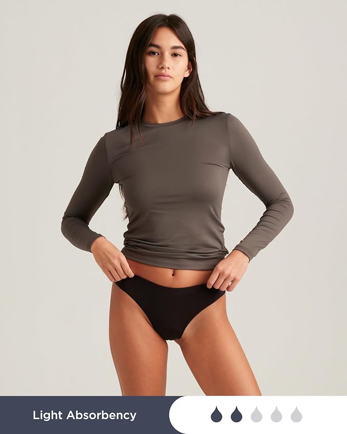 saalt Comfort Modal Thong Period Underwear - Light Absorbency - Keeps You Dry from All Leaks