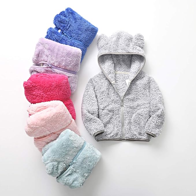 iChunhua Baby Girls Bear Ears Shape Fleece Long Sleeve Jacket Sweatshirt Outwear