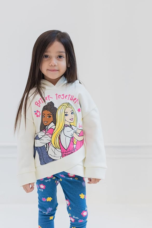 Barbie Girls Fleece Hoodie and Leggings Outfit Set Toddler to Big Kid Sizes (2T - 18-20)
