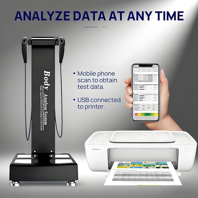 Professional 3D Scanner Analyzer Body Composition Analysis Height Weight Body Fat Percentage Visceral Fat Test, Body BMI Measuring with Printer Black