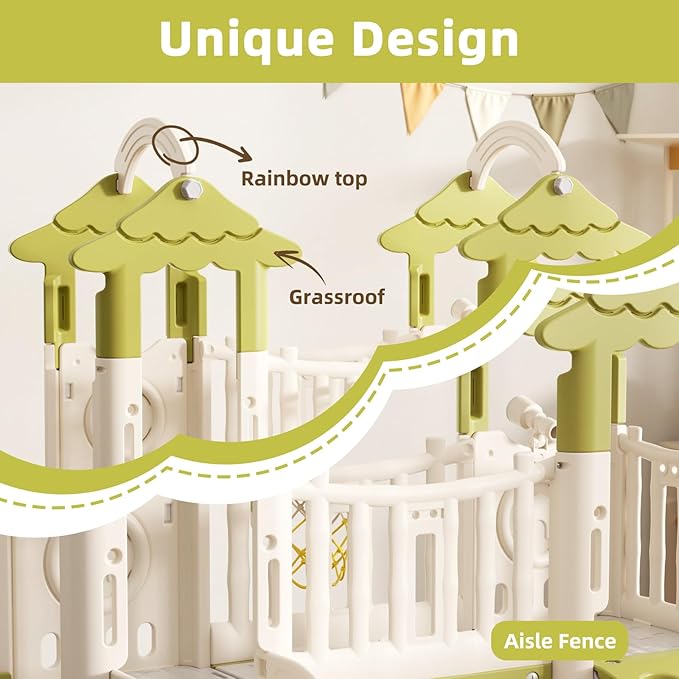 XJD 10 in 1 Toddler Slide, Jungle Double Slide Playset with Basketball Hoop, Tunnel and Storage Space, Outdoor Indoor Slide for Toddlers Age 1+,Tree House Design Toddlers Outdoor Playground (Green)