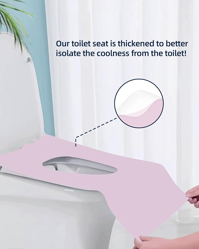 FOGOSO 50 Pack Disposable Toilet Seat Covers 16x24 Inch Extra Large Individually Wrapped Toilet Seat Shields Travel Accessories for Adults Kids-Pink