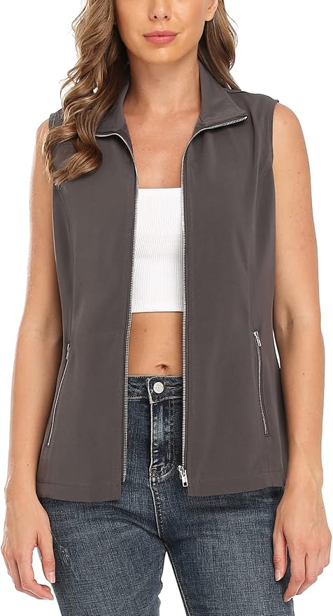 MISS MOLY Women's Lightweight Vest Casual Zip Up Utility Vest Hiking Golf Sleeveless Jackets with Pockets