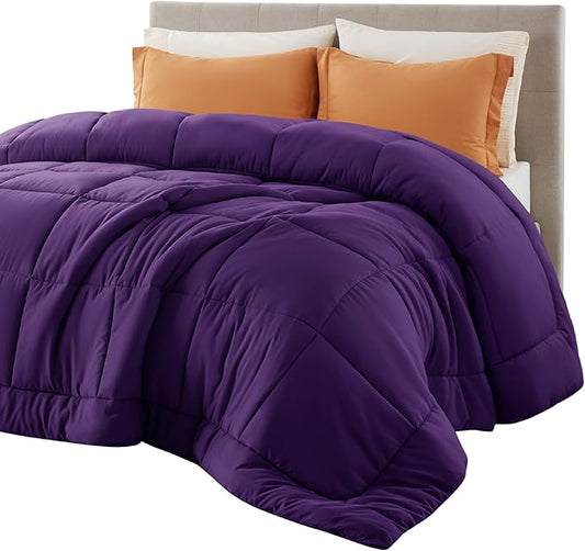Bedsure Comforter Duvet Insert - Quilted Comforters Full Size, All Season Duvet, GentleSoft Down Alternative Bedding Blanket, with 8 Tabs, Gifts for Women/Men, Purple, Full 86 x 82 Inches