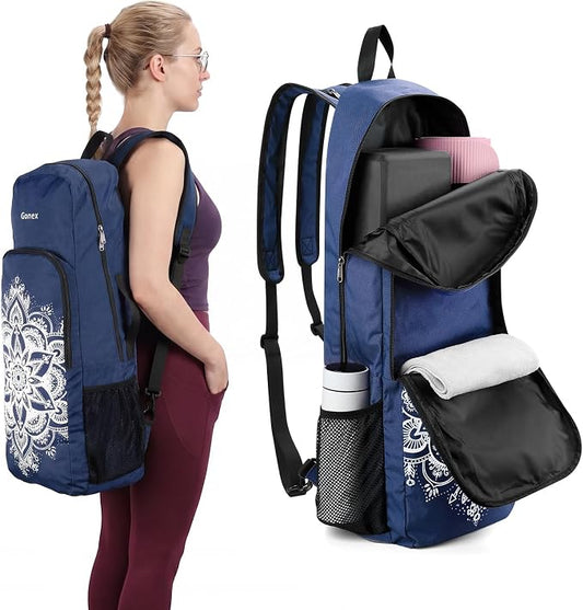 Gonex Yoga Mat Bag, 2 Carry Ways Yoga Backpack with Wet Compartment Metal Zippers for Women Men, Large Capacity Yoga Mat Carrier for Yoga, Gym, Travel