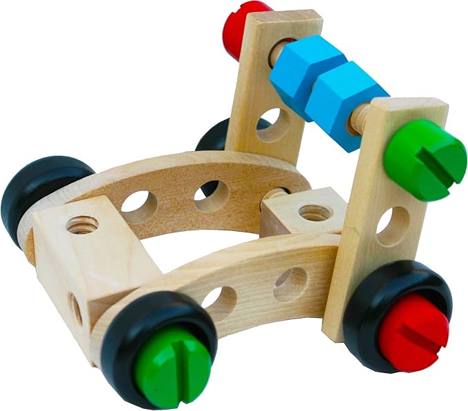 TOWO Wooden Nuts and Bolts Set Building Blocks Construction Kit 31 Pieces Travel Toy- Model Building Tool Kits for Kids -Toys Building Tools for 4 Years Old-Compatible with TOWO Bench Chair Set