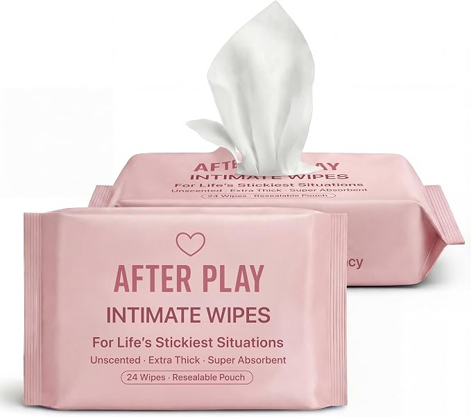 After Play Intimate Wipes – Ultra-Thick, pH Balanced, Unscented Cleanup Wipes – Funny Practical Gag Bachelorette Gift – Nightstand & Travel Ready – Gifts for Him or Her