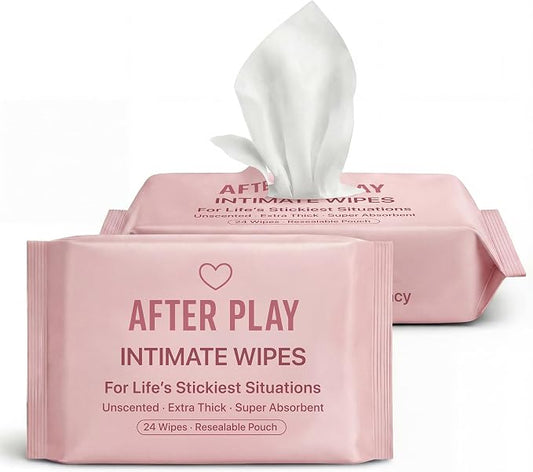 After Play Intimate Wipes – Ultra-Thick, pH Balanced, Unscented Cleanup Wipes – Funny Practical Gag Bachelorette Gift – Nightstand & Travel Ready – Gifts for Him or Her