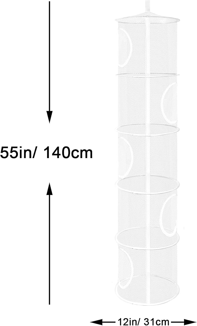 3Pcs Stuffed Animal Storage Foldable hanging net for stuffed animals or Hammock Organizer, 5 Compartments kids toy storage organizer, toy organizer for Kid Room Toys, Gloves, Hats, Socks(White)