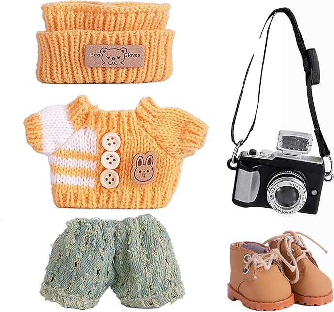 5set 17cm Dolls Clothes Outfit Set - Casual Style Costumes for Doll Figures, Camera Set,Have a seat Clothes - 6.7 Inches Cute Dolls Daily Refill,Gifts for 17cm Doll Lovers (Style-K)