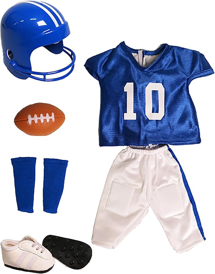 Blue Football Uniform 6pc for 18-Inch Dolls | Premium Quality & Trendy Design | Dolls Clothes