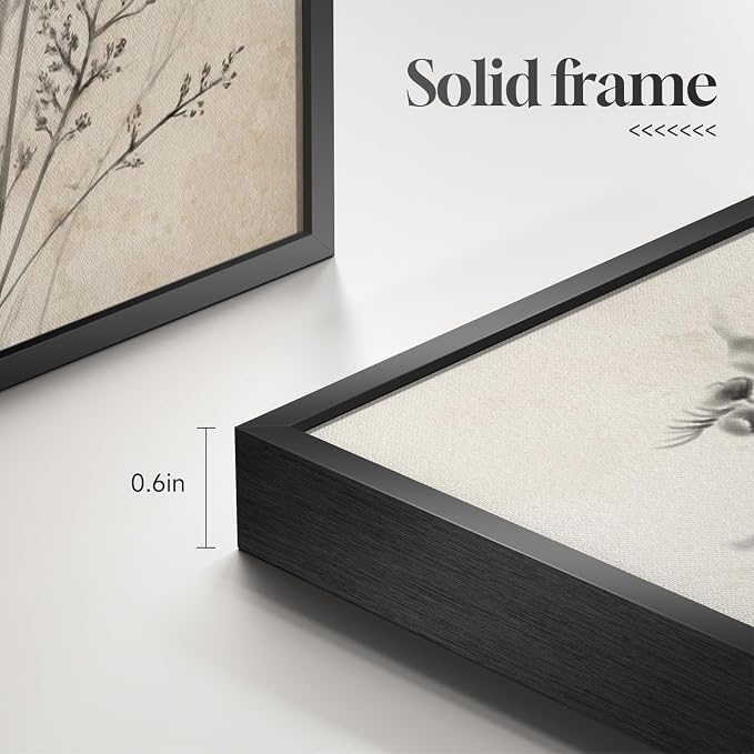 Framed Vintage Rustic Farmhouse Botanical Floral Wall Art, 4 Piece 11x14 In | Retro neutral flower pictures, Waterproof canvas prints, Ready to hang artwork, Kitchen bedroom hallway wall decor