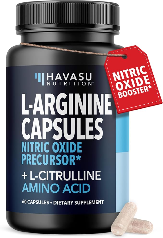 L-Arginine Capsules with L-Citrulline - Nitric Oxide Supplement - L Arginine and L Citrulline Blend - 60 Count - Vegan, Non-GMO Capsules for Performance, Endurance and Muscle Support - 1 Month Supply