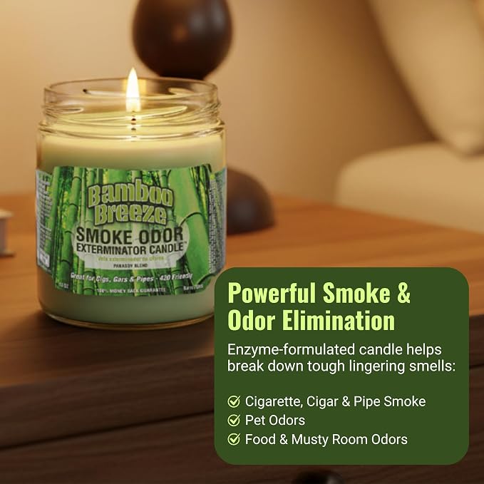 Smoke Odor Exterminator 13oz Jar Candle, Bamboo Breeze