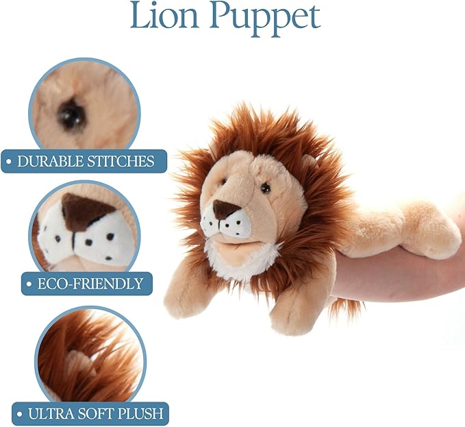 The Petting Zoo Lion Hand Puppet Stuffed Animal Plushie, Gifts for Kids, Puppetz Animals, Lion Interactive Puppets Plush Toy 16 Inches
