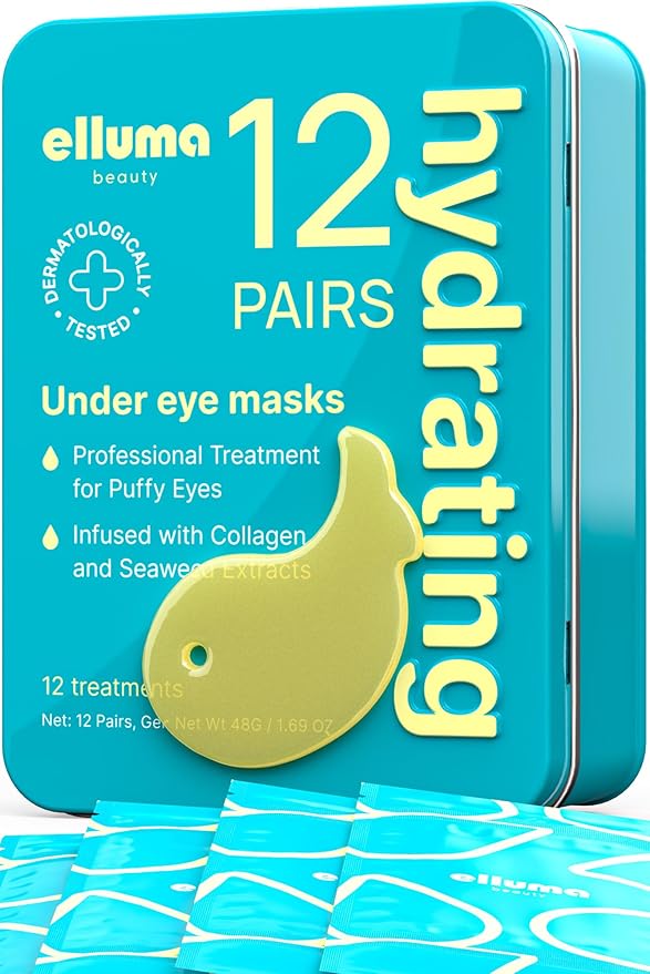 Under Eye Patches 12 Pairs of Themed Hydrogel Eye Gel Pads - For Puffy Eyes and Dark Circles, Under Eye Bags, Wrinkles - Hydrating Set with Seaweed Extracts