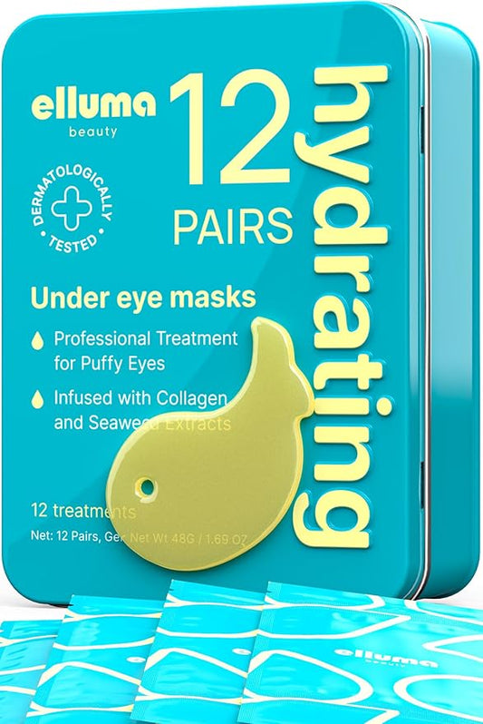 Under Eye Patches 12 Pairs of Themed Hydrogel Eye Gel Pads - For Puffy Eyes and Dark Circles, Under Eye Bags, Wrinkles - Hydrating Set with Seaweed Extracts