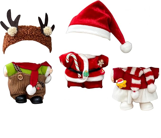 Clothes Set for 17cm Dolls, Christmas Designer Clothes Outfits for Plush Dolls 7 Inch, Xmas Doll Clothing Accessories