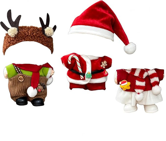Clothes Set for 17cm Dolls, Christmas Designer Clothes Outfits for Plush Dolls 7 Inch, Xmas Doll Clothing Accessories