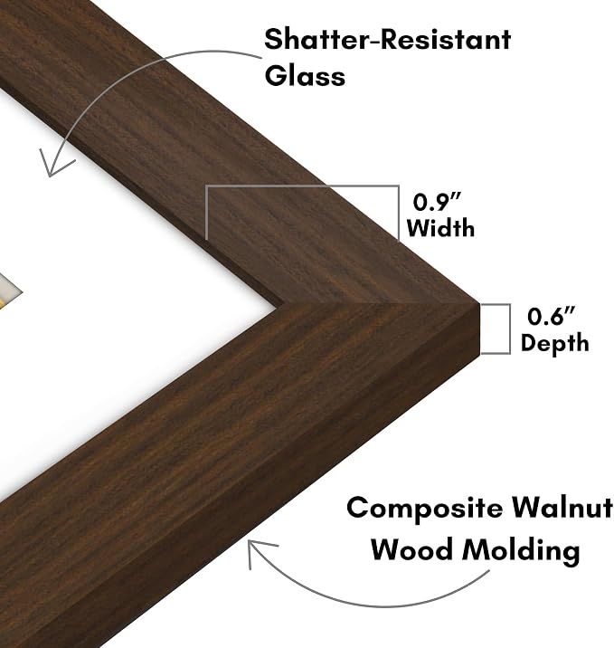 Americanflat 8x8 Picture Frame - Matted to 4x4 - Engineered Wood - Walnut | Shatter-resistant glass, wall or tabletop display with included easel, sawtooth hangers included