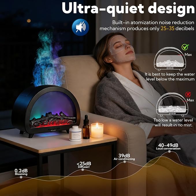 3 Pack Flame Essential Oil Diffuser 200ml Ultrasonic Cool Mist Humidifier 12 Colors LED Light with Remote Control Aromatherapy Diffuser for Home Bedroom Hotel Office Spa Yoga,Black