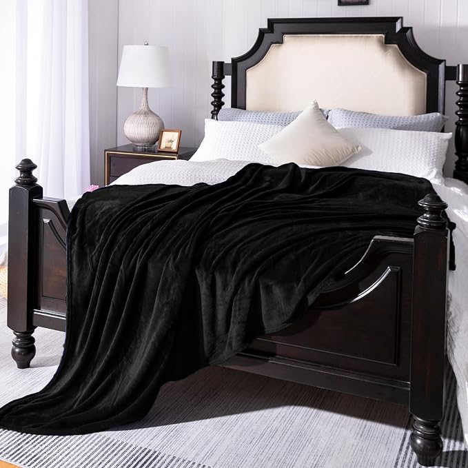 Black Fleece Plush Throw Blanket 90"x90"for Couch Sofa Fuzzy Cozy Flannel | Super Soft Lightweight Microfiber Blanket for Bed Chair bedroom Home Decor All Season,Birthday Gifts for Women Mom Adult