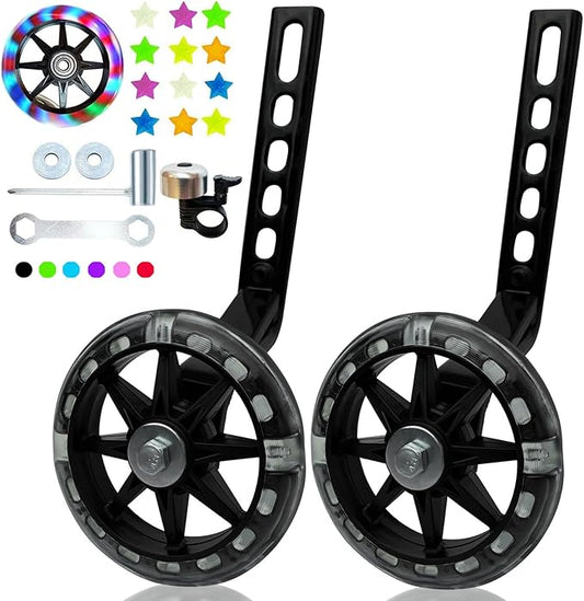 DDJKCZ Training Wheels for Kids Bicycle,Flash Mute Big Wheel Compatible for 12 14 16 18 20 inch Single Speed Bike