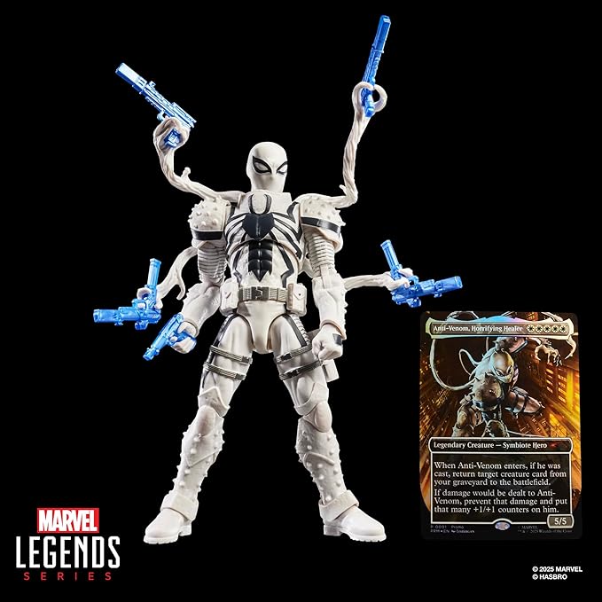 Marvel Legends Series Magic: The Gathering Agent Anti-Venom, 6-Inch Spider-Man Action Figure Toy & Exclusive Foil Collectible Card Game Trading Card