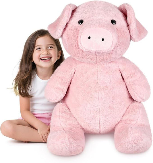 Giant Pink Pig Stuffed Animal 30", Jumbo Soft Giant Stuffed Animal, Big Pigs Cute Plush Toys Hugging Pillow for Stress Relief & Sleep Aid, Huge Cuddly Pig Plush Gift for Kids Adults