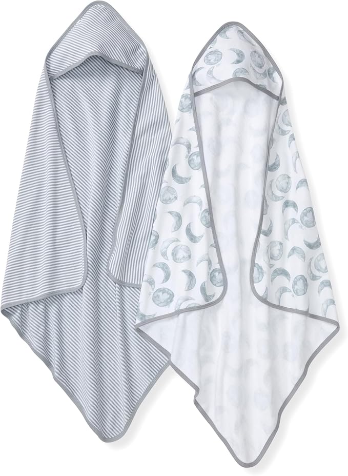Burt's Bees Baby Infant Hooded Towels, Organic Cotton, Unisex Bath Essentials, Nursery Towel with Hood Set, 29 x 29 in, 2-Pack
