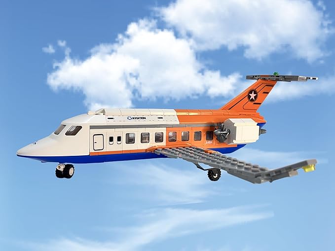 City Passenger Airplane Building Set, 697 PCS, STEM 3 in 1 Airport Plane Building Block Toy with Baggage Truck & Radar Tower, Fun Idea for Boys & Girls Ages 8+