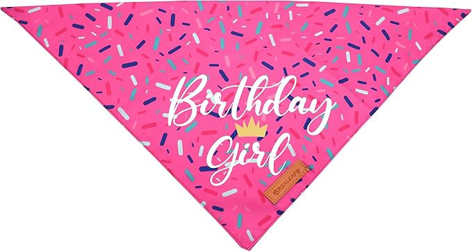 Realeaf Birthday Girl Dog Bandana, Dog Birthday Party Supplies,Premium Durable Fabric, Bandana for Large and Extra Large Dogs (Pink, X-Large)