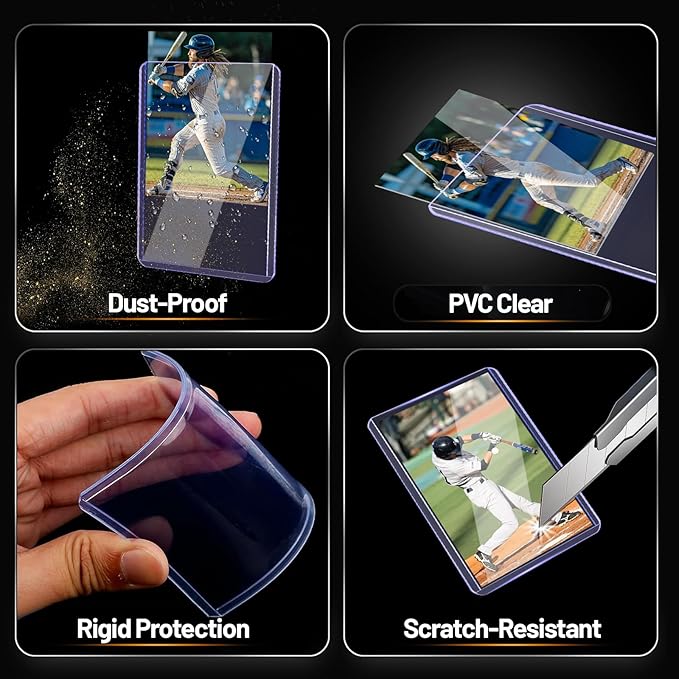 200 Toploads for Cards & 200 Penny Sleeves 35PT Hard Plastic Card Holders 3x4 Baseball Card Protectors for TCG Sports Football Collectible Cards