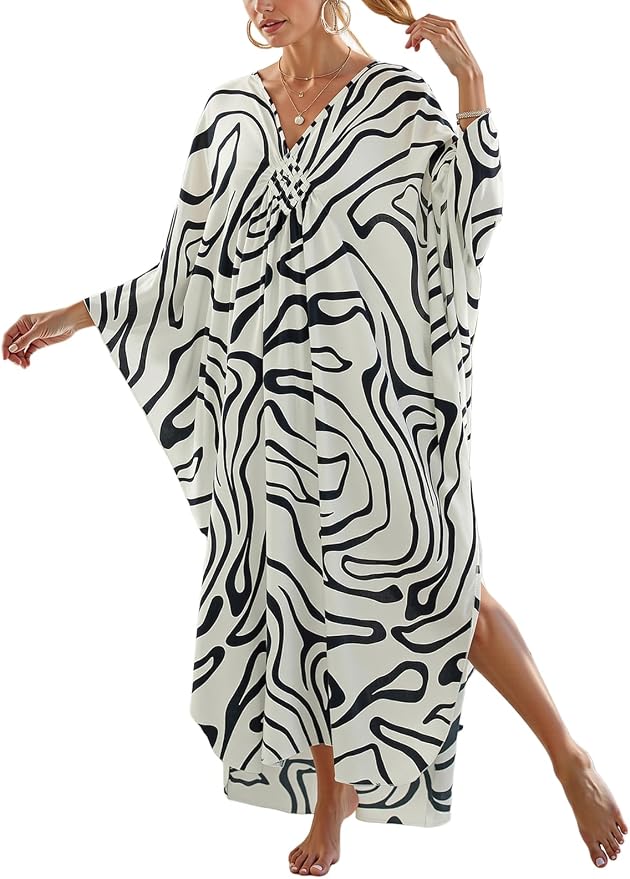Mumu Dresses for Women Plus Size, Bohemian Kaftan Beach Cover Up Long Maxi Nightgown Soft Loungewear