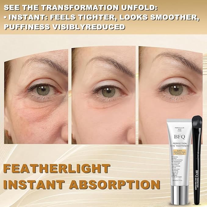 Instant Eye Tightening Cream - Targets Fine Lines & Wrinkles, with Applicator Brush, Firming Formula for Mature Skin