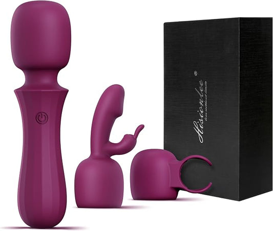 Vibrator Wand Kits Couple Sex Toys with 2 Attachments 10 Patterns for Clit G Spot Clitoral Stimulator, Penis Vibrator Male Masturbator for Glans Massage, Erotic Massage Kits Gifts for Women and Men
