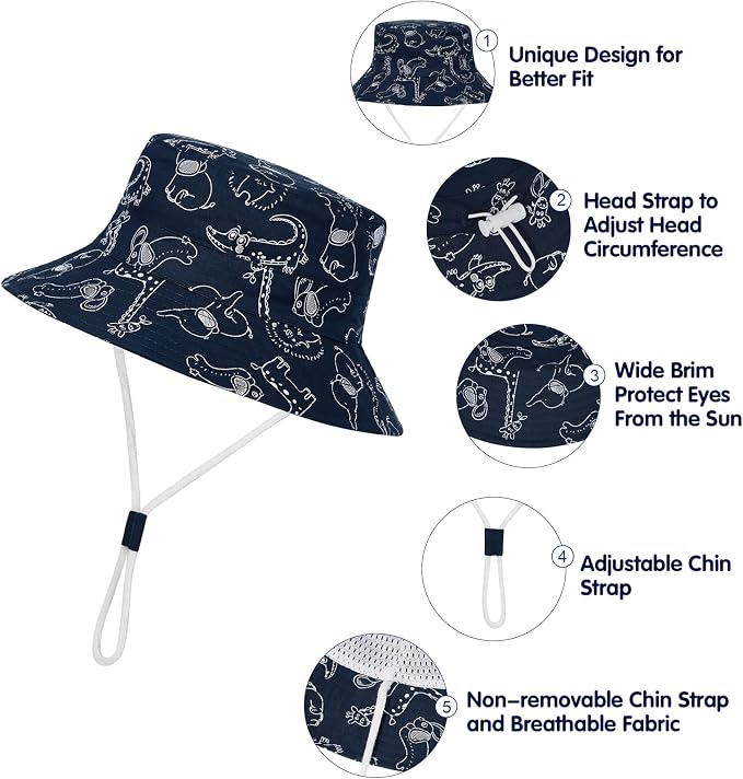 Baby Sun Hat UPF 50+ Sun Protective Toddler Bucket Hat Summer Kids Beach Hats Wide Brim Outdoor Play Hat for Boys Girls