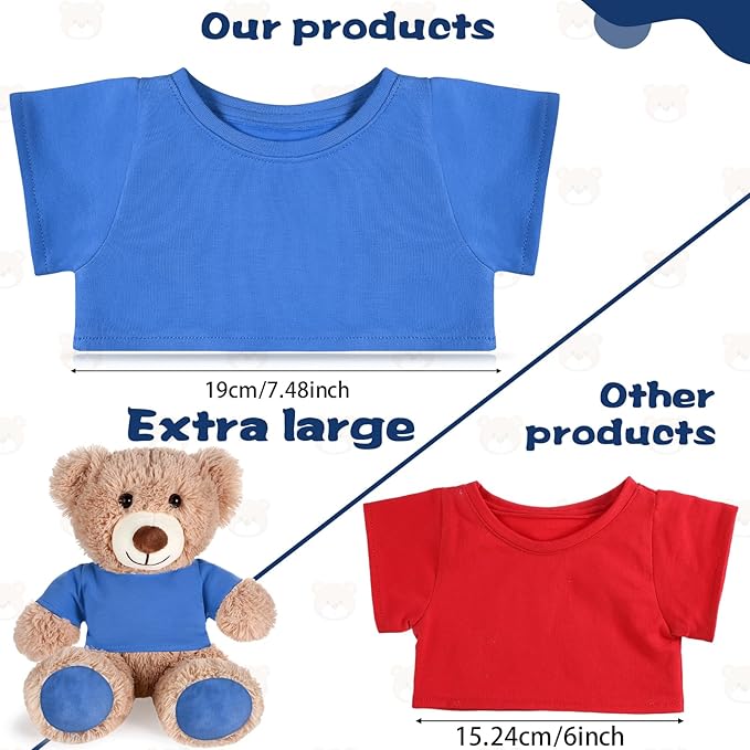 Bear Tee Shirt Fit 14-18inch Bear Clothes Stuffed Animal Clothes Shirt Basic Stuffed Bears Dolls Shirt, Blue