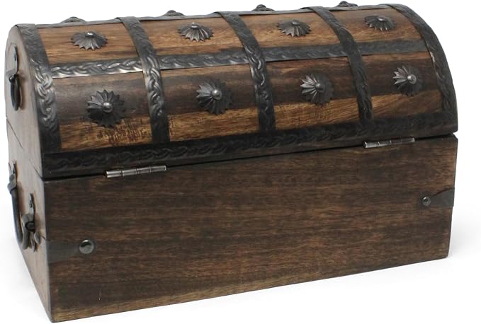 Treasure Chest Keepsake and Decorative Wood Box - Storage Box (X-Large 11x6x6.5)