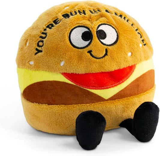 Hamburger Plushie - You're Pun in A Million Punny Muffin Plush, Cute Food Plushie Gift for Kids