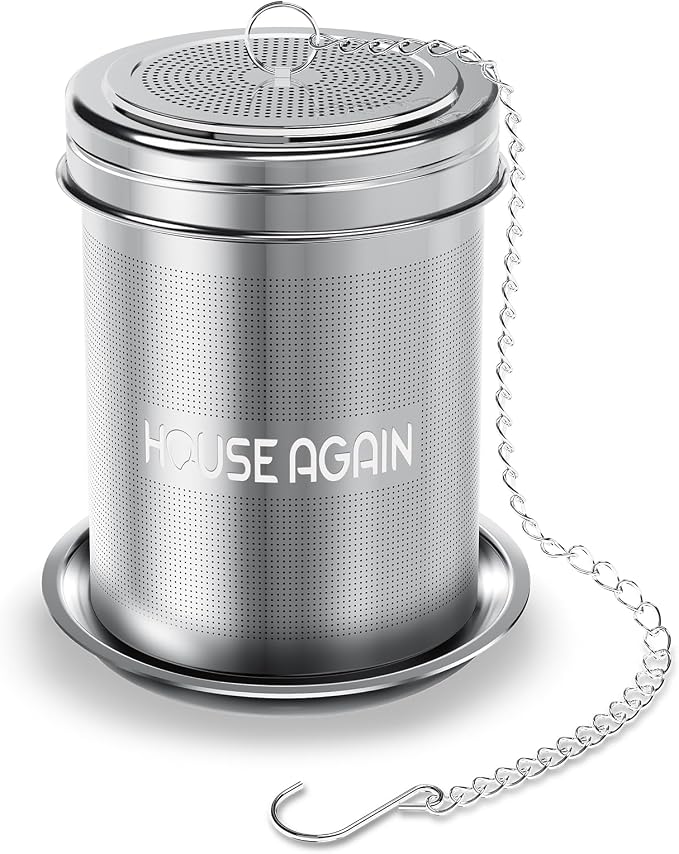 House Again Large Tea Infuser, Extra Fine Mesh Tea Strainers for Loose Tea, 18/8 Stainless Steel Tea Strainer with Extended Chain Hook, Tea Steeper for Brew Tea, Spices & Seasonings, for Multi Cups