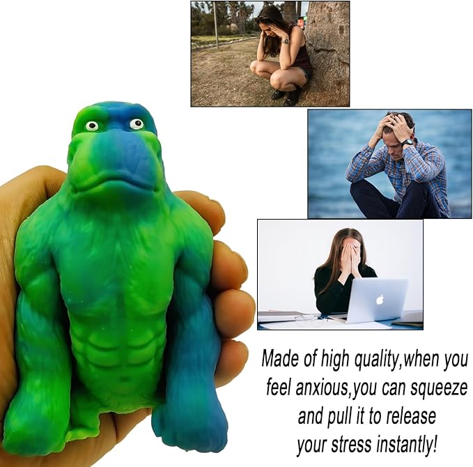 Funny Green&Blue Monkey Toy Figure for Kids and Adults,Stress Relief Gorilla Toy,Stretch Rubber Monkey Toy for Autism,Anxiety Relief,Gifts for Birthday,Christmas