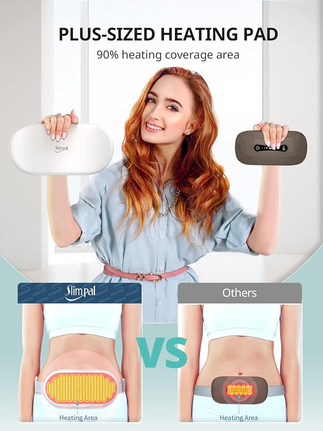 Slimpal Heating Pad for Period Cramps, Plus-Sized Portable Electric Heat Pad, Menstrual Cordless Heat Belt Back, Belly, Waist Pain Relief, Stocking Stuffers, Christmas Gift for Her Girl Women, Beige