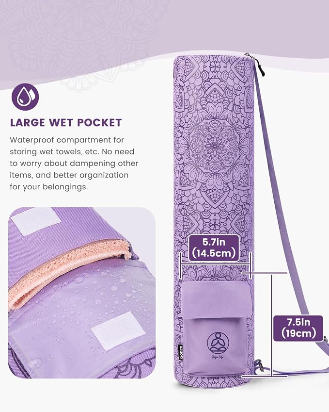 Gonex Yoga Mat Bag, Yoga Mat Carrier Full-Zip Exercise Yoga Mat Carry Bag for Women Men with 2 Multi-Functional Storage Cargo Pockets Extra Wide Adjustable Shoulder Strap