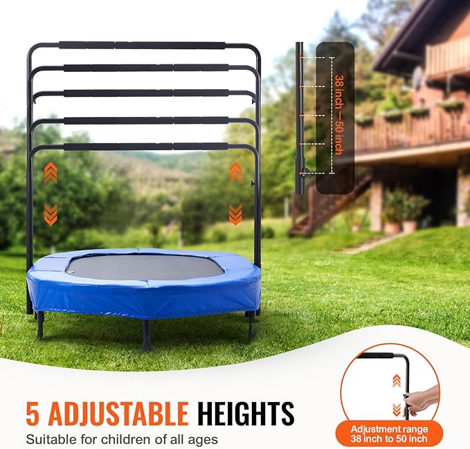 VEVOR 5FT Trampoline 50"/55"/56 * 35" for Indoor/Outdoor use for Toddlers, Foldable Mini Baby with Foam Handle, Recreational Birthday Gift