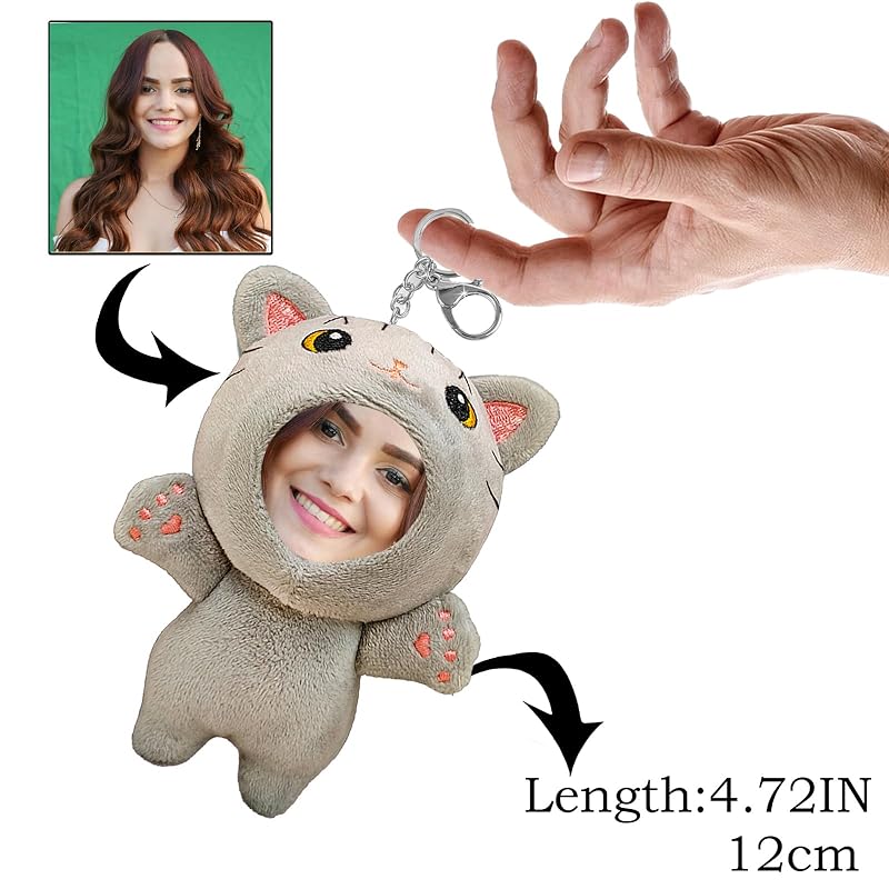 Personalized small animal Stuffed Animal Key Chain – Customizable small animal Plush Toy, Gift with Your Face Photo!