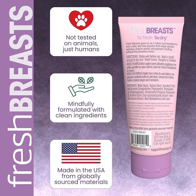 Fresh Breasts Anti-Chafing Cream Deodorant Lotion to Powder, 3.4 Fl Oz (4 Pack) Whole Body Anti-Friction for Women, Inner Thighs & Areas that Sweat, No Talc, Aluminum & Fragrance